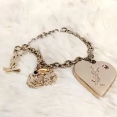 美品✨YSLイヴ・サンローラン、ロゴ＆ストーンゴールドネックレス_057 