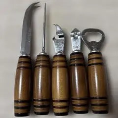 IDEAL 昭和レトロ ヴィンテージ 木製 キッチンツール 5点セット 栓抜き