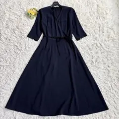 未使用級 22年♡ベイジ CINDY カシュクールワンピース リボン 濃紺 4