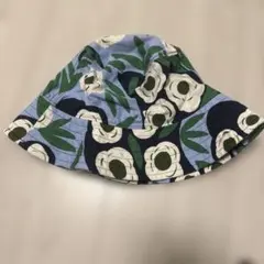 一度のみ着用　ユニクロ　コラボ　マリメッコ　青　お花　バケットハット　帽子
