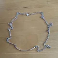 シルバー チェーン ネックレス パール装飾