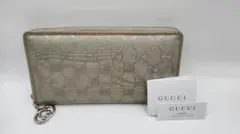 GUCCI GGインプリメ ラウンドファスナー 長財布 シャンパンゴールド系