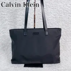 希少✨ Calvin Klein ブラック ナイロン レザー ミニ トートバッグのサムネイル