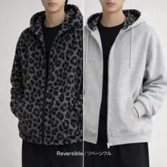 リバーシブル　ヒョウ柄 　パーカー　y2k　韓国　オーバーサイズ　ユニセックス