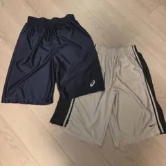 匿名発送　ASICSネイビー&NIKEグレー バスケットパンツセット　バスパン