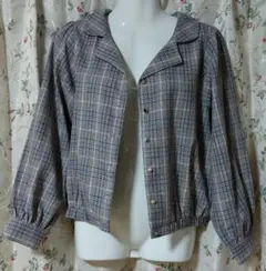 チェック柄 カジュアルジャケット グレー系