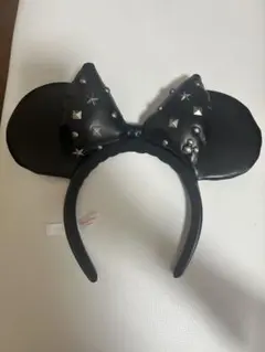 スタッズ装飾付き黒ミニー耳カチューシャ