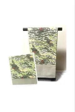 専用帯9605 ○高級 正絹 落款 作家物 塩瀬 友禅 松葉仕立て 名古屋帯