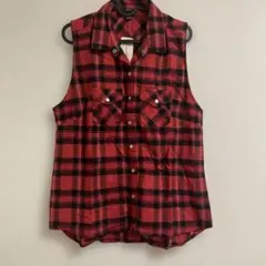 Forever21 フォーエバー21 ノースリーブチェックシャツ 赤チェック