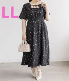新品❗️&LOVE アンドラブ ポルガドットが愛らしいフレアワンピース ブラックL 新品❗️&LOVE アンドラブ ポルガドットが愛らしいフレアワンピース