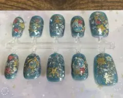 コギャルキッズ⭐︎子供用ネイルチップ 夏ブルー