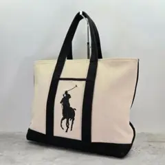 【良品】ポロラルフローレン トートバッグ キャンバス ビッグポニー A4収納