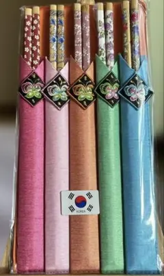 韓国デザイン 花柄箸 5組セット