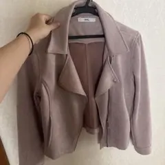 ピンク スエード風 ライダースジャケット