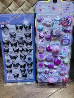 うさぎぷにぷにシールとクロミポンポンドロップシール2セット
