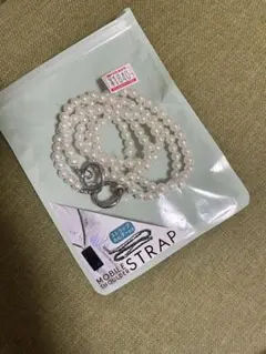 スマホストラップ　パール　ネックストラップ