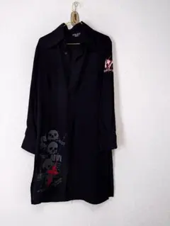 acid jazz men スカルプリント ロングシャツ 黒