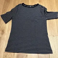 UNIQLO 半袖 リブTシャツ ボーダー ブラック XL