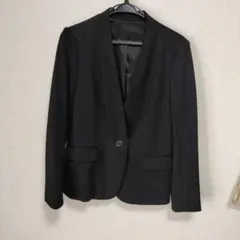 ユニバーサルランゲージ　ブラック ノーカラー レディースジャケット　黒38