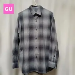 Gｕ　グレー チェック柄 長袖シャツ