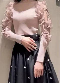 スナイデル snidel フリルスリーブニットプルオーバー PBEG