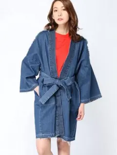 ジーナシス　JEANASIS デニム ノーカラーハーフコート