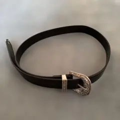 ブラック レザーベルト ウエスタンバックル
