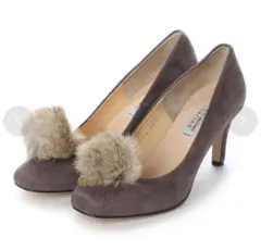 モード・エ・ジャコモ カリーノ　クッション入りファー付きスクエアカットパンプス