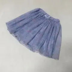 オンワード樫山　anyfam 花模様チュールスカート ブルー 130cm