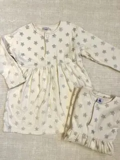 プチバトー　星柄長袖ワンピース 双子
