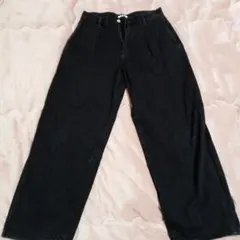 即購入OK！ゆったりブラック ワイドレッグデニム パンツ