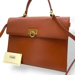 ジャンフランコフェレ ショルダーバッグ 2way レザー 茶 ブラウン 金具ロゴ