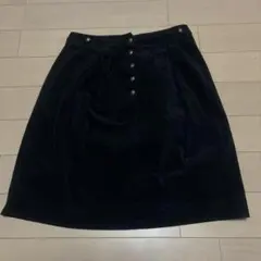 黒 スエード風 スカート ボタン付き