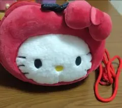 ハローキティ フェイス形ポシェット ぬいぐるみバッグ サンリオ 赤