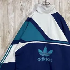 106【80s-90s】adidas ブルゾン　ジャケット　刺繍ロゴ　万国旗タグ