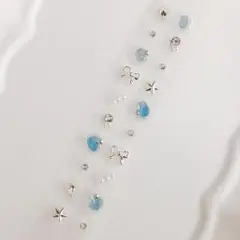 耳ツボジュエリー♡アパタイト20粒/天然石/ブルーグリーン夏海/金属アレルギー