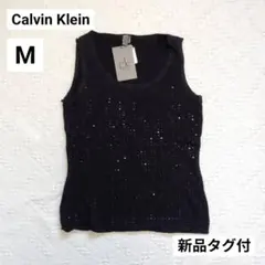 ck Calvin Klein カルバンクライン 黒 ノースリーブ ニット M