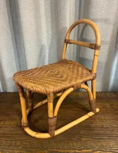 籐 ラタン製 回転座椅子 アームチェア 古家具 昭和レトロ アンティーク