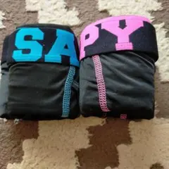 ロゴ入りボクサーパンツ ブラック/青/ピンク2枚組