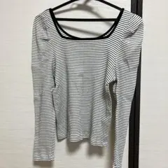 ボートネック パフスリーブ ストライプトップス　ビスのサムネイル