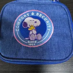 スヌーピー デニム風刺繍ポーチ