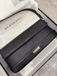 【超美品】バーバリー ショルダーバッグ ノバチェック レザー ブラック