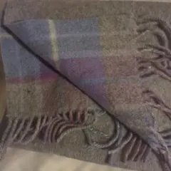 カシミヤ チェック柄リバーシブルマフラー グレー系