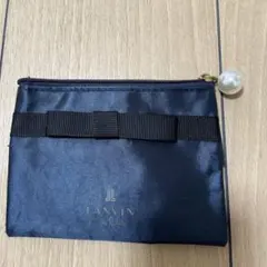 LANVIN ネイビー ポーチ リボン付き