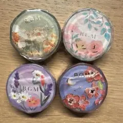 BGM 花柄　マスキングテープ 4個セット　箔押し