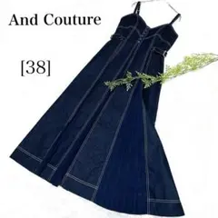 ✨未使用品アンドクチュールプリーツコンビデニムキャミワンピース　ネイビー M春秋