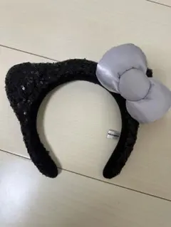 本日限定セール中　USJ スパンコールカチューシャ 黒　キティ