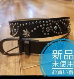 【新品未使用】スタッズベルト ターコイズ y2k フラワー ウエスタン w3