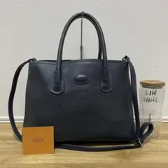 《美品》TOD’S （トッズ）レザー ハンドバッグ ダークネイビー