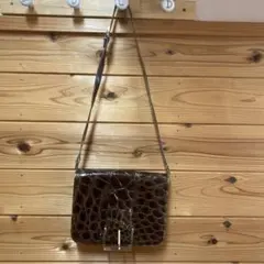 ブラウン クロコダイル風ショルダーバッグ